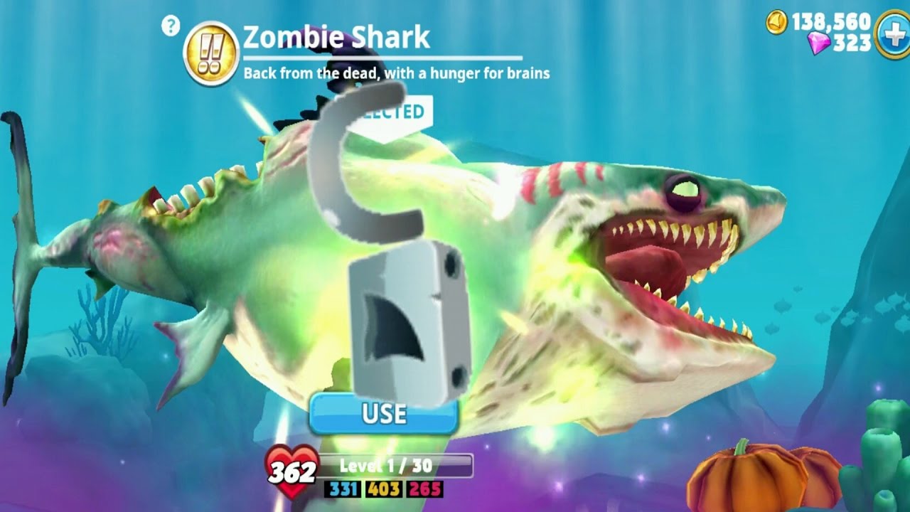 Hungry shark world zombie shark