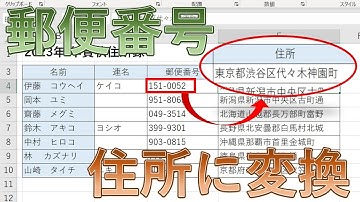 エクセル(Excel)で郵便番号から住所に変換する方法【別のセルに住所を入力】