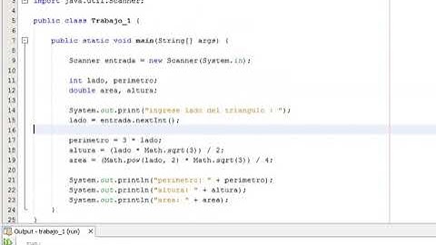 Dado el valor del lado en un triángulo equilátero obtenga el perímetro, altura y área del triángulo.