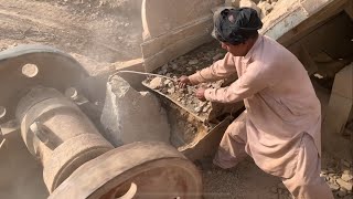 EXTREME Hopper Jam Clearing! Giant Rocks Stuck in Stone Crusher 😱 Dangerous Manual Removal