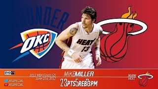 2012.06.21 NBA Finals G5 Thunder vs Heat Mike Miller Highlights, 23 Points!