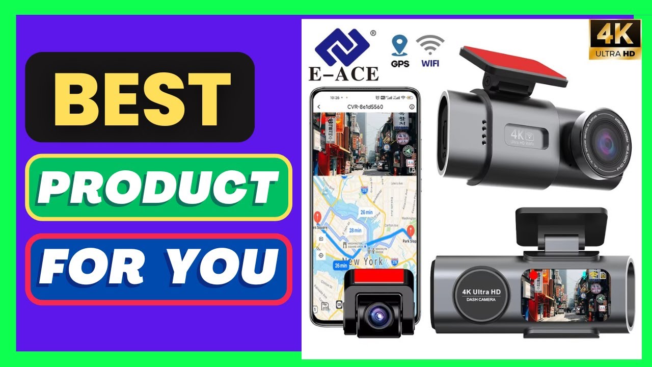 E-ACE 4K Dash Cam for Cars Dual Lens Camera DV