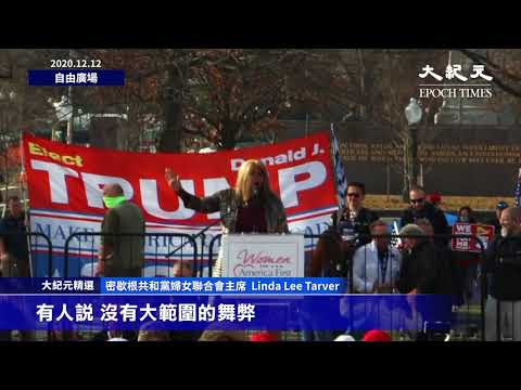 【12/12 DC集会 自由广场】密西根州共和党妇女联合会主席 Linda Lee Tarver :民主党支持坠胎,允许在城市的街道上烧杀抢掠,横行无忌;