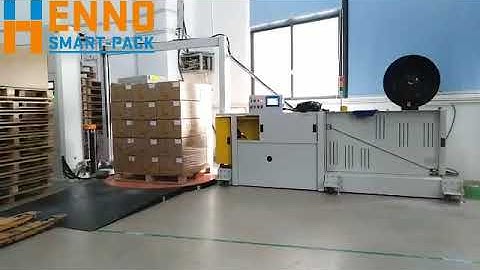integrated pallet stretch wraping and strapping machien