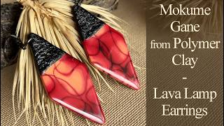 Lava Mokume Gane using Polymer Clay - Lava Lamp Earrings