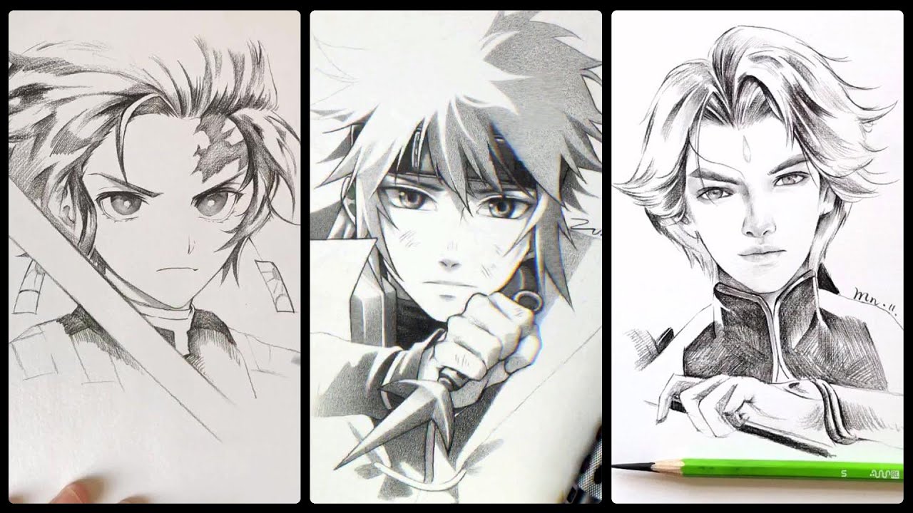 How to draw manga anime boy characters - YouTube