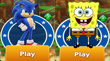 Sonic Dash vs SpongeBob Run - Movie Sonic vs All Bosses Zazz Eggman   All 61 Characters Unlocked