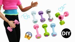 DIY Miniature Dumbbells for Barbie Dolls😍Dollhouse Accessories 😁Very Easy No Clay