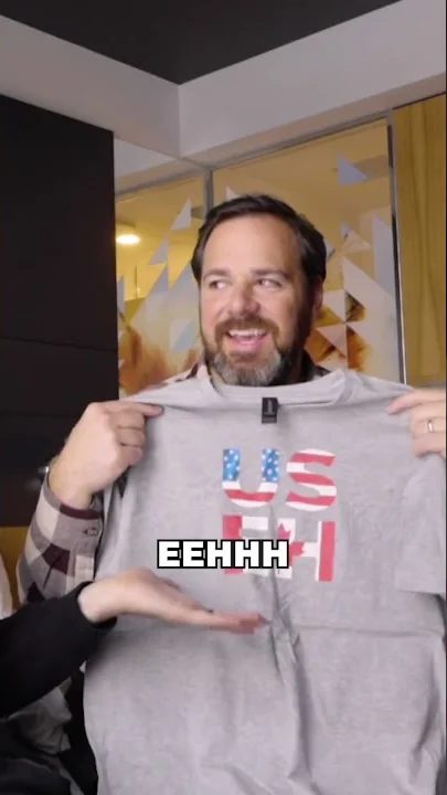 American reacts to Canadian giftsPoutine t-shirt?