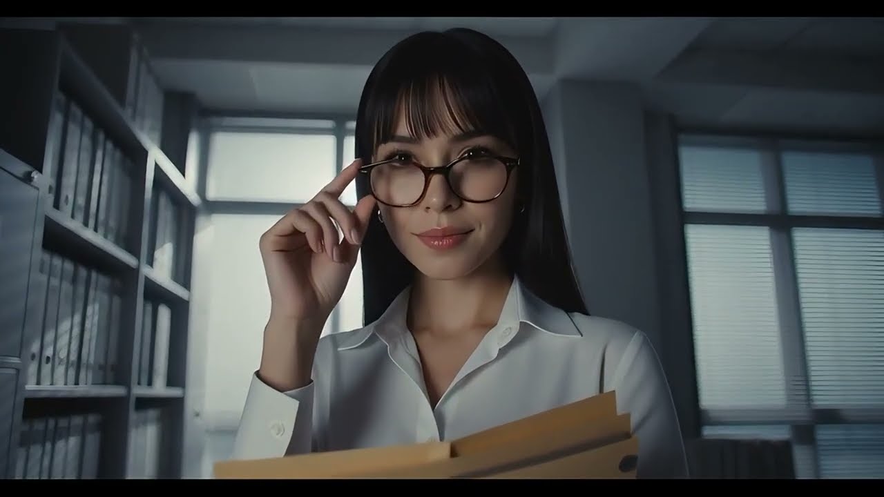 【AI Lookbook】秘書の残業と水玉ストッキング 👓 Secretary Outfit (4K)