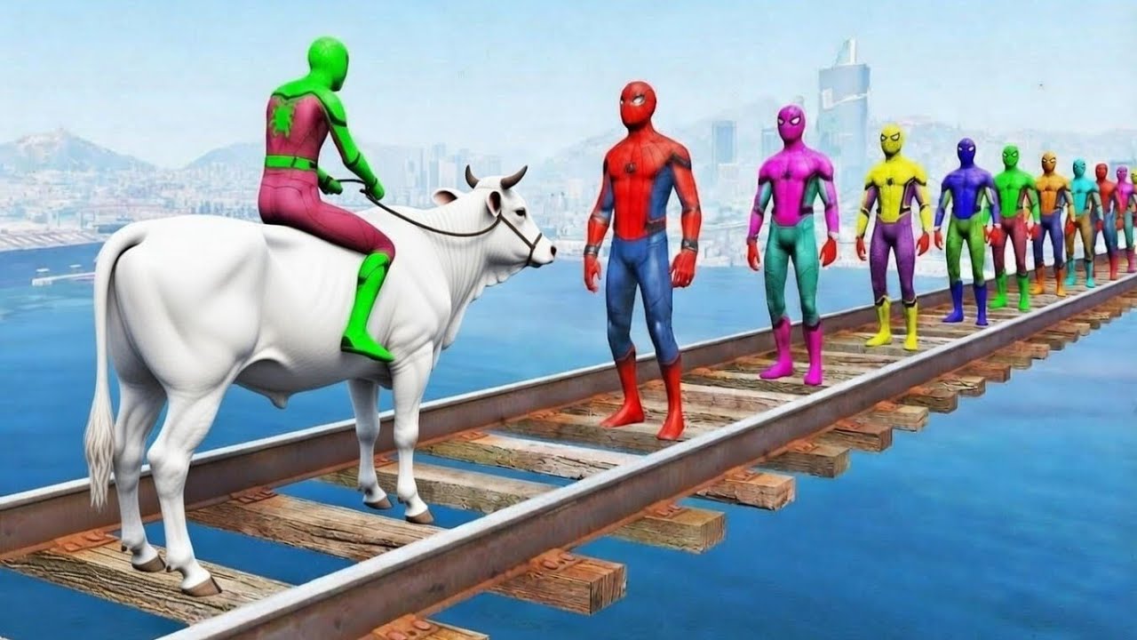 GTA 5 animal Mods: Bunny Bunny and SpiderMan Shark with Animals Jumps Inside Green a Pipe