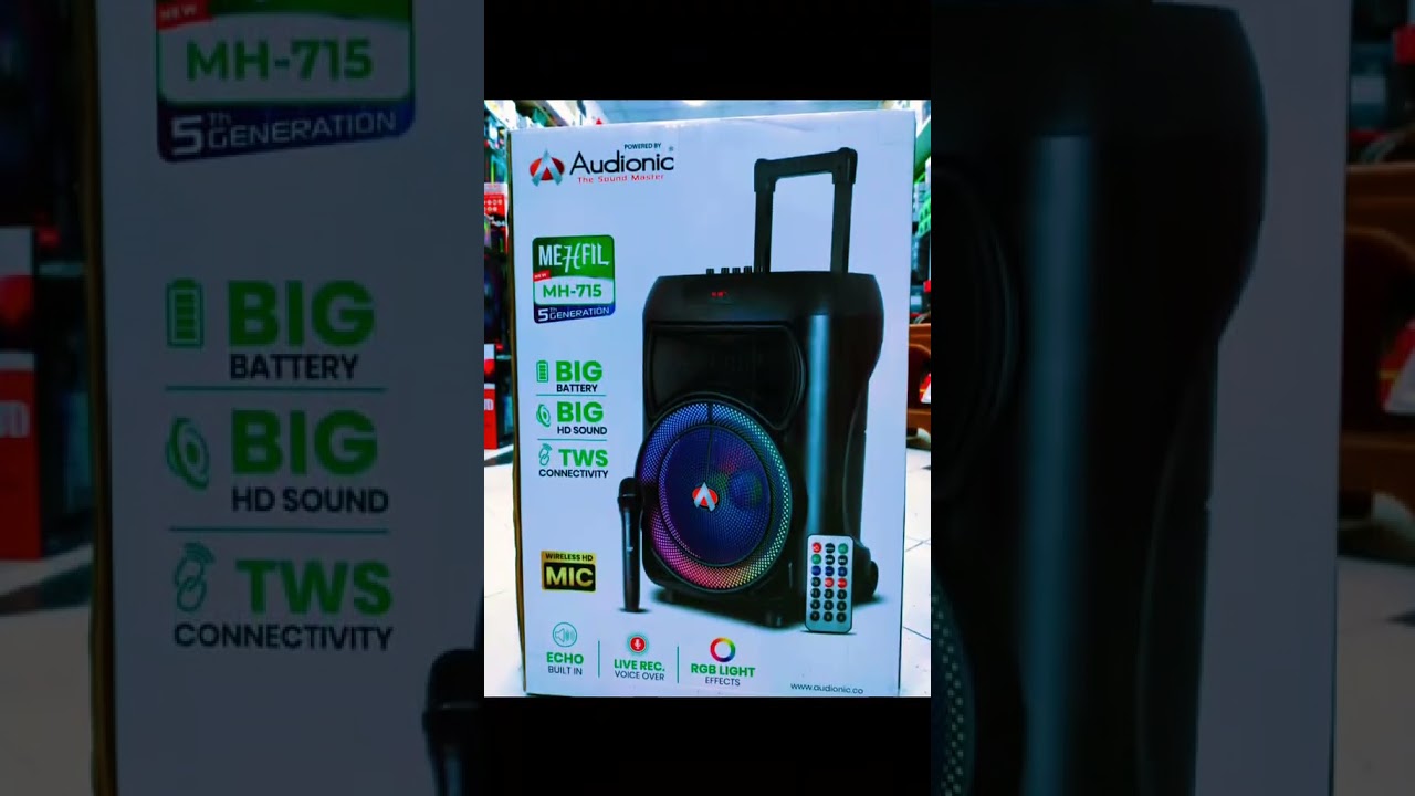 Audionic MH-715 (12") speaker with wireless mic and big battery Bluetooth speaker 