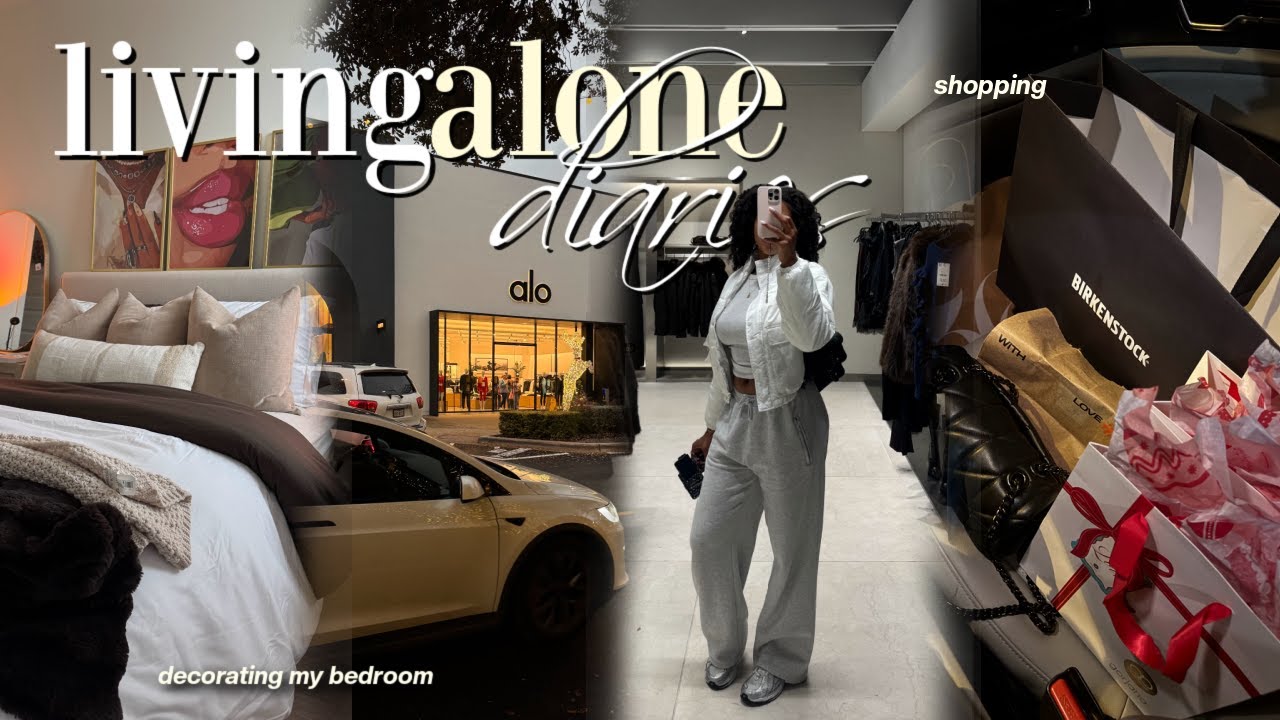 living alone diaries 🎀 | decorating my bedroom + diy wall art + last minute shopping + more!