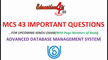 MCS 43 Important Questions of IGNOU MCA  | Advanced DBMS