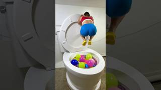 Jumping Backwards Into The Worlds Largest Toilet Giant Surprise Eggs Pool #Shorts