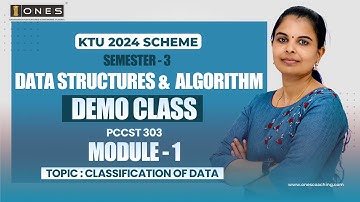 S3 KTU 2024 SCHEME | CS | DATA STRUCTURES AND ALGORITHM | THEORY | MODULE 1 | CLASSIFICATION OF DATA
