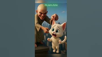 Mèo con bị ma đầu trọc trả thù ném xuống tầng #shorts #cat #catai #ai #meow