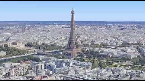 Fly and orbit view of The Eiffel Tower made from Google Earth Studio