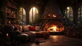 Cozy Cabin Sunset Retreat - Warm Fireplace Crackling and Tranquil Scenic Views | Resting Area