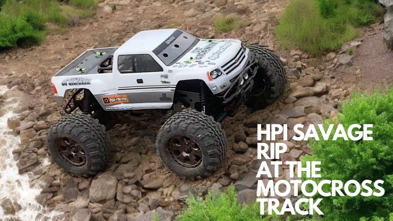HPI SAVAGE X 4.6 🔥 nitro monster truck RIP at the motocross track 🔥