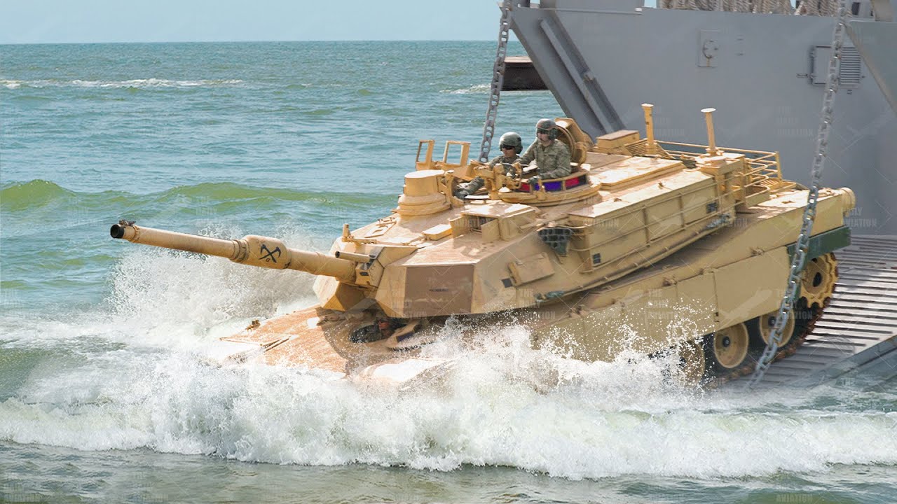 Massive US Tanks Try to not Sink After Jumping into Water