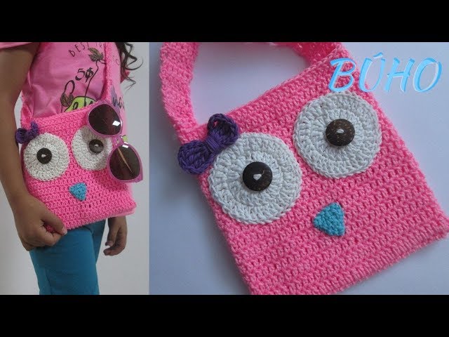 Cómo hacer un BOLSO BÚHO para niña tejido a CROCHET paso a paso 