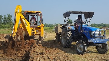 fully loaded tractor ||JCB Backhoe Machine Cutting Mud And Making Drain || JCB Video -Off RoadPlanet