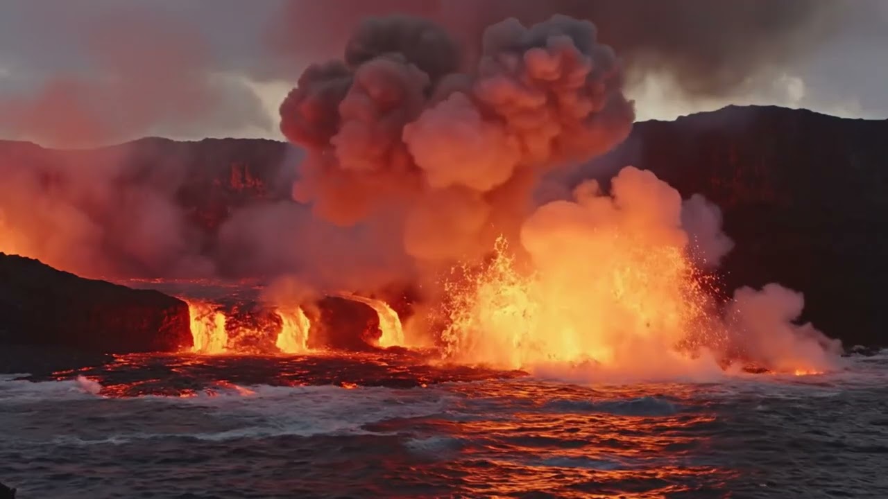 Insane Steam Explosion as Lava Slams Into the Ocean