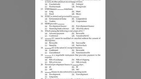 TYB.COM | ( EXPORT MARKETING ) | Semester - VI | ALL CHAPTERS MCQ