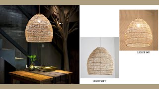 : Bamboo Pendant Light Fixture - Aeyee Boho Style 1 Lights Rattan Pendant Lamp Woven Hanging Light
