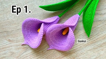 Ep1. Petals 💜 Crochet Calla Lily Flower Tutorial step by step | Crochet Flower Bouquet #crochet