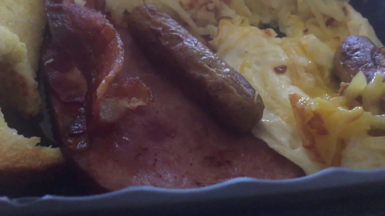 Denny's Lumberjack Slam breakfast ASMR/tapping with long nails