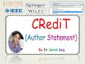 Credit author statement in research papers  elsevier wiley ieee springer