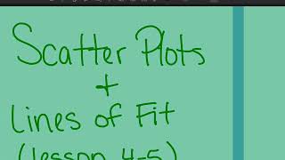 4-5 Scatter Plots and Lines of Fit (Algebra 1)