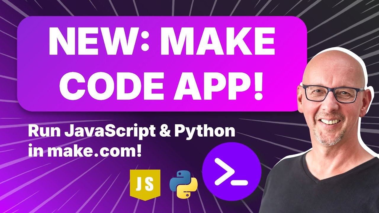 Make.com Code app tutorial showing JavaScript and Python execution
