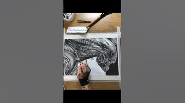 Realistic BioMechanical Giger Alien Xenomorph Drawing Time Lapse (Quick) #alien #predator #drawing