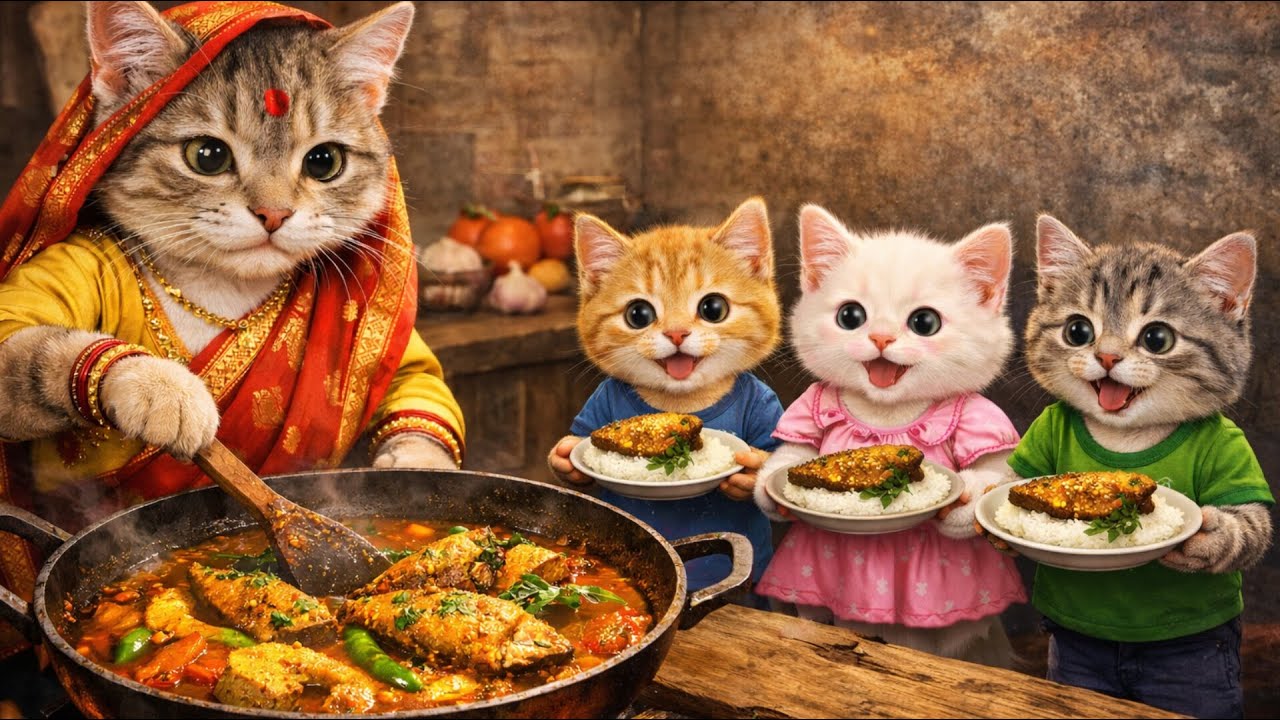 Emotional Farm Cat Story 🐈🌾 | Mama Cat Makes Tiger Hats for Her Kittens