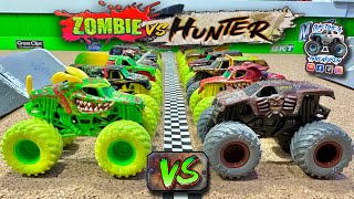 Toy Diecast Monster Truck Racing Tournament | October Spooky Race #1 |  Zombies 🆚 NEW Hunters