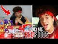 I Only Ate RED FOODS For 24 HOURS! (worst idea...)