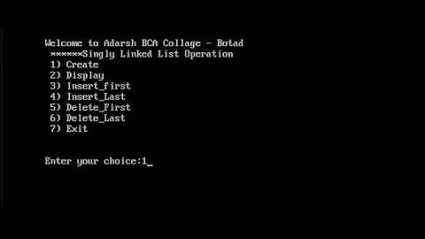 Linked List Menu Driven Program  Structure