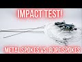 Metal spokes vs berd rope spokes  bicycle wheel impact test