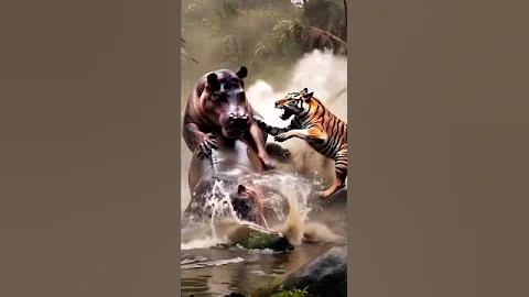 Watch the video about Hippo vs Bengal Tiger 🐅🦛 Deadly Fight#hippo#tiger#bengaltiger#youtubeshorts#short#shorts#viral#new
