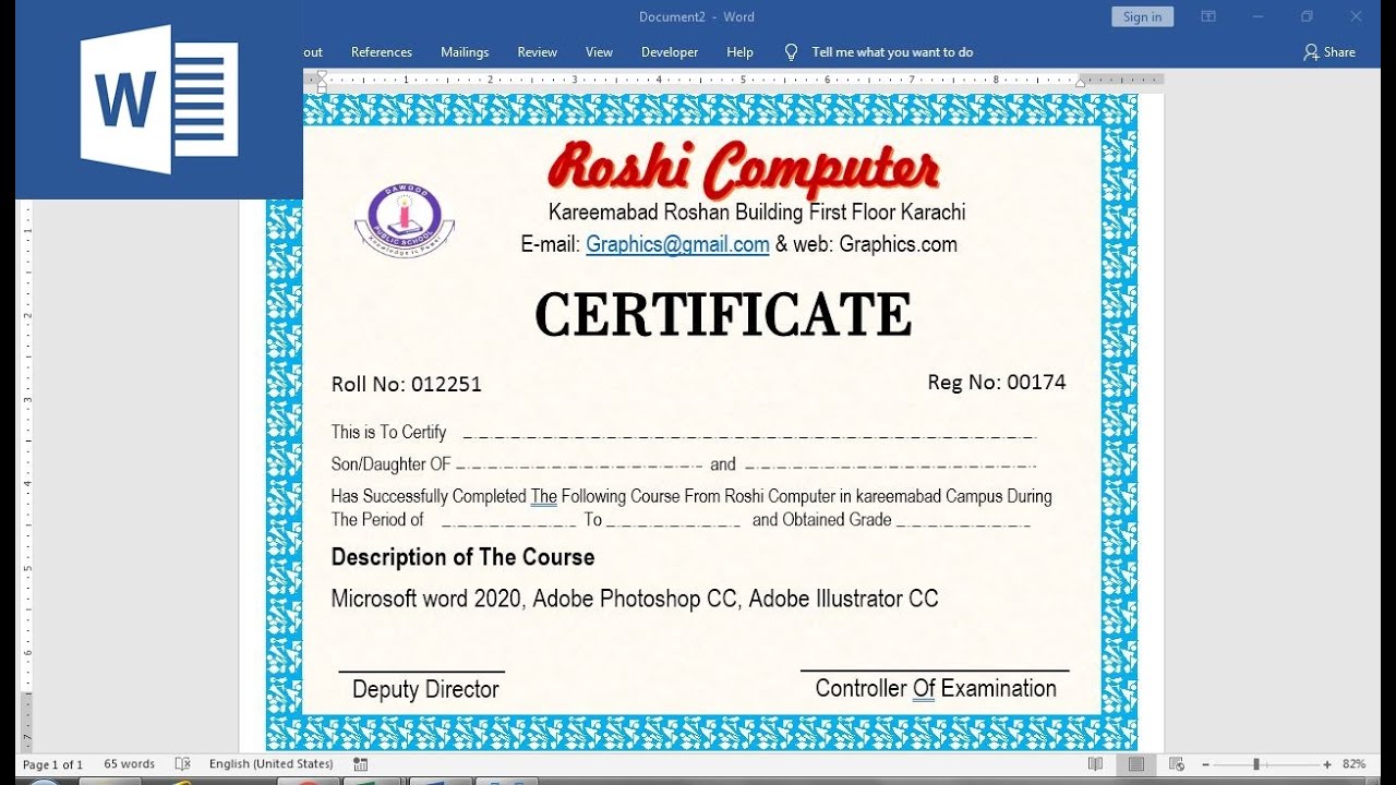Make certificate. Computer Certificate.