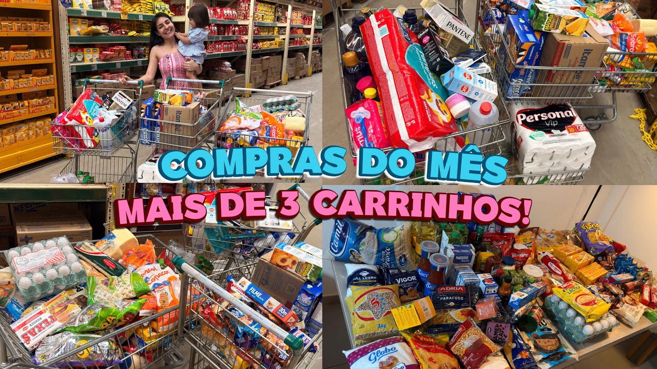 COMPRAS DO MÊS NO ATACADÃO! DEU TRÊS CARRINHOS DE TANTA COISA QUE COMPRAMOS😱