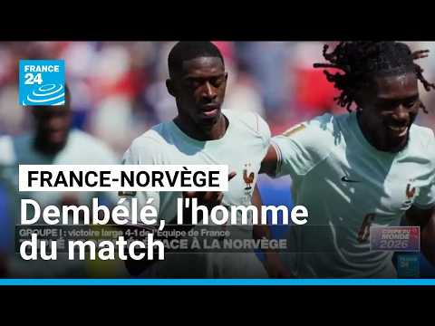 Mondial 2026  - France-Norv&egrave;ge : Ousmane Demb&eacute;l&eacute;, l'homme du match &bull; FRANCE 24

Ousmane Demb&eacute;l&eacute; ⁠a r&eacute;alis&eacute; vendredi ​27 juin son match r&eacute;f&eacute;rence en &eacute;quipe de France en inscrivant un tripl&eacute; en premi&egrave;re p&eacute;riode contre la Norv&egrave;ge (4-1), lors ​du dernier match de la phase de groupes de la Coupe du monde, une performance rare pour un Fran&ccedil;ais au Mondial.
#OusmaneDemb&eacute;l&eacute; #Bleus #Mondial2026

🔔 Abonnez-vous &agrave; notre cha&icirc;ne sur YouTube : https://f24.

#Mondial #2026 #France #Norv&egrave;ge #Ousmane