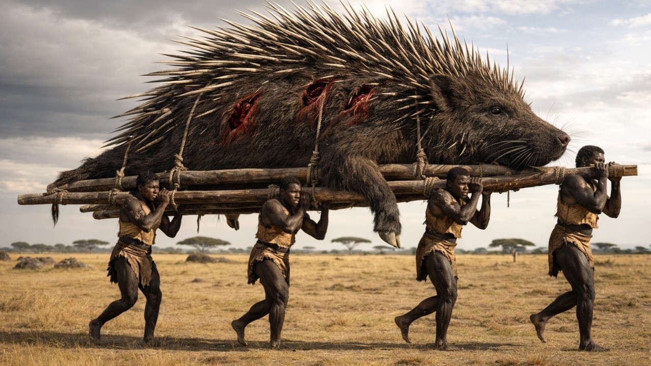 Life 2.8 million years ago | Giant ancestor porcupine encounters ancient humans