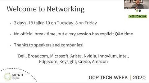 OCP 2020 Tech Week: Welcome and Introductions - Networking Project