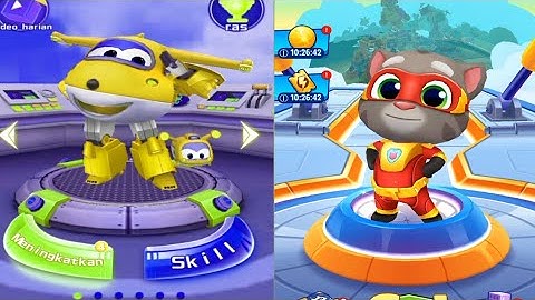 Super wings jett run vs talking Tom Hero dash - yellow jett vs super Tom #superwings #tomhero