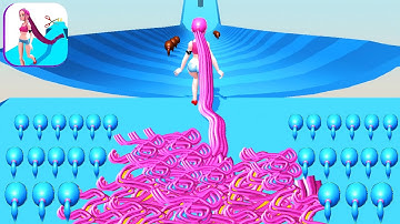 HAIR RUSH game HAIR RUNNER ADVENTURE 🌈💇‍♀️💕 Gameplay All Levels Walkthrough iOS, Android New Game 3D