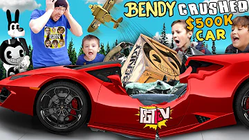 Lamborghini Crushed by Falling Box! What's Inside? FGTEEV Mystery Bendy Crate